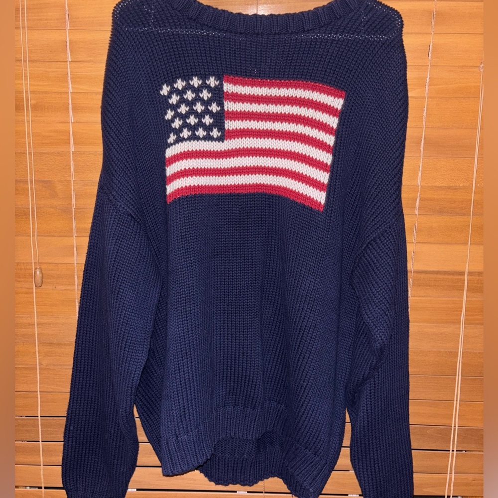 Navy Sweater with American Flag Design